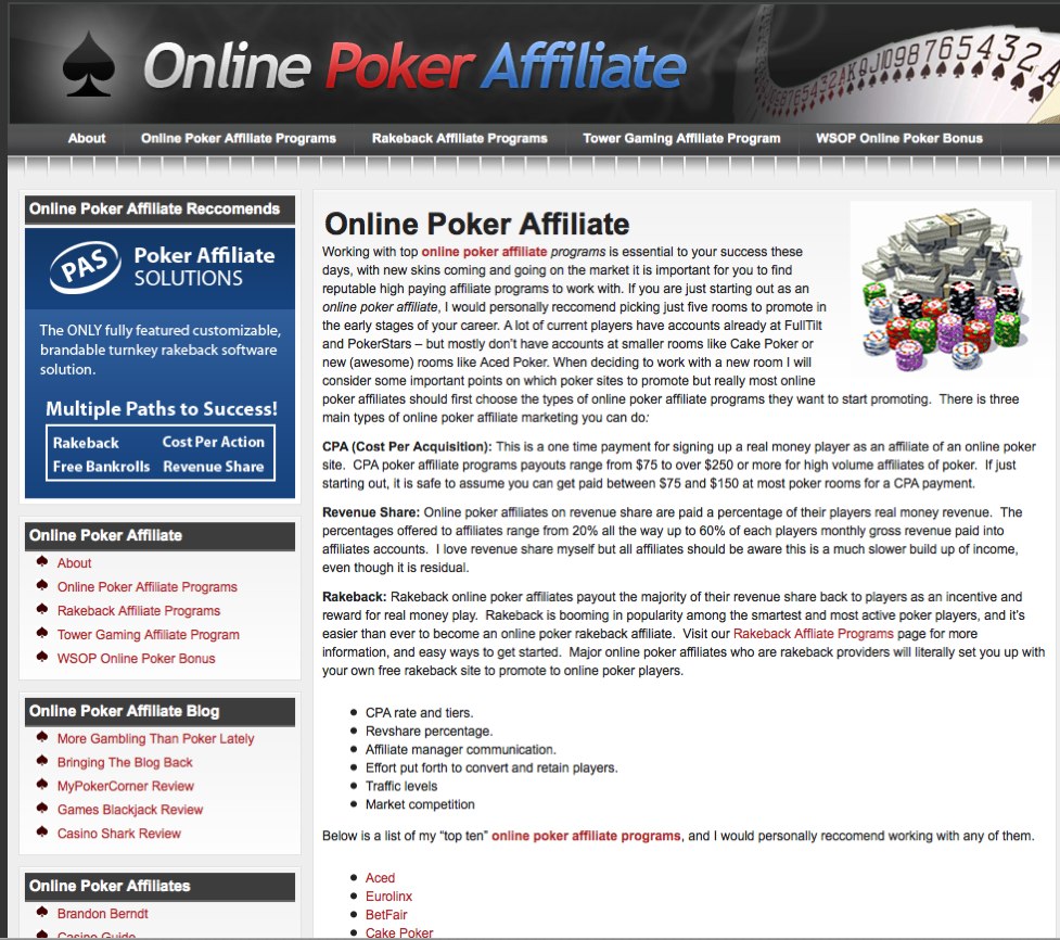 Online Poker Affiliate - Poker Site Affiliates Blog